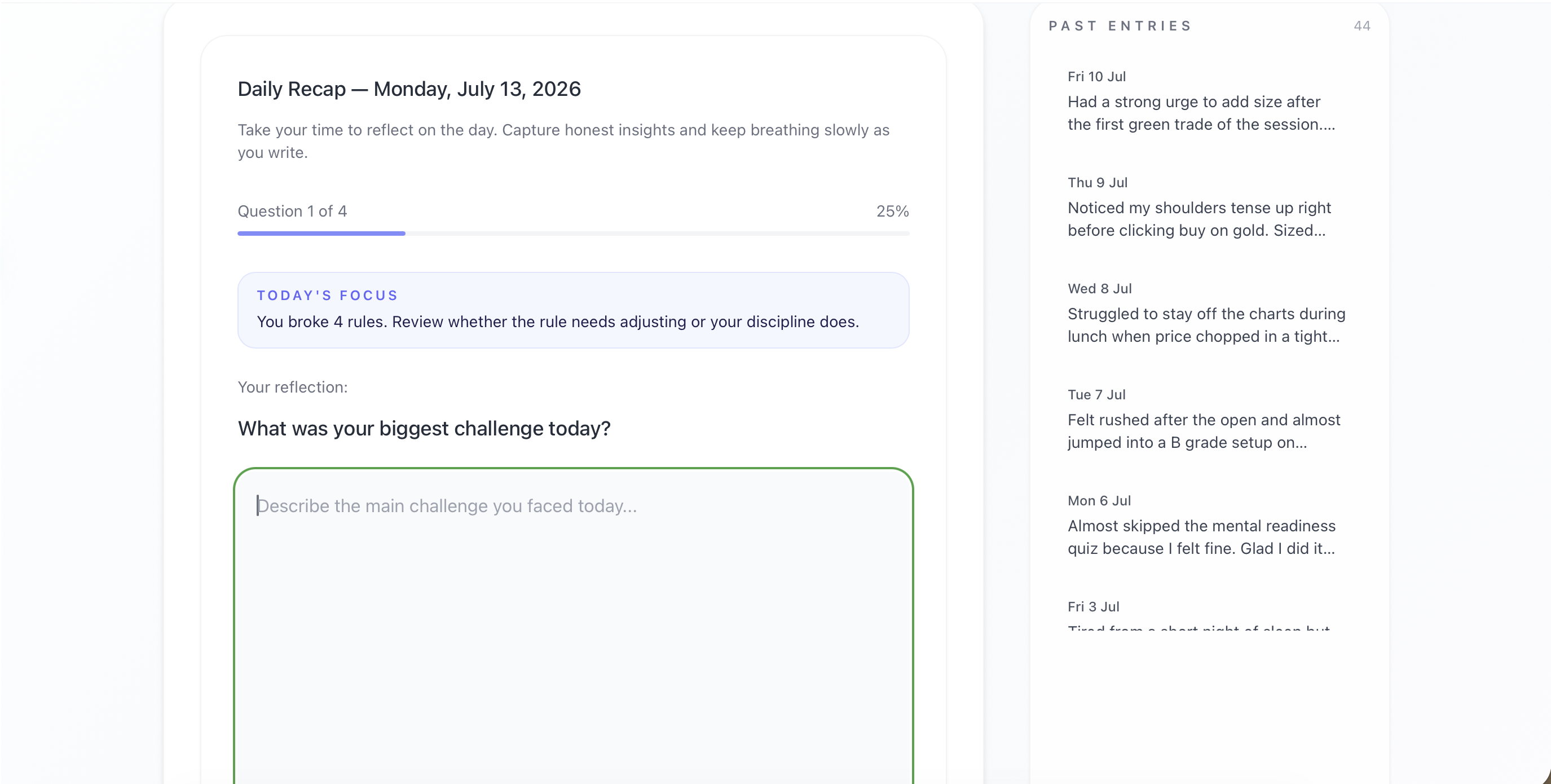 Daily recap journal